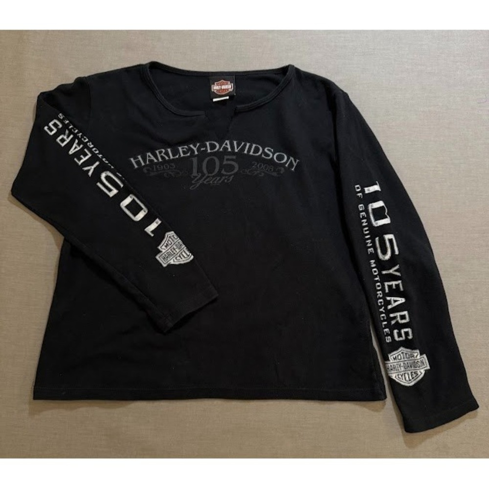 Vintage Harley-Davidson 105 Years Seminole 3D Shirt Womens L Black Long Sleeve.